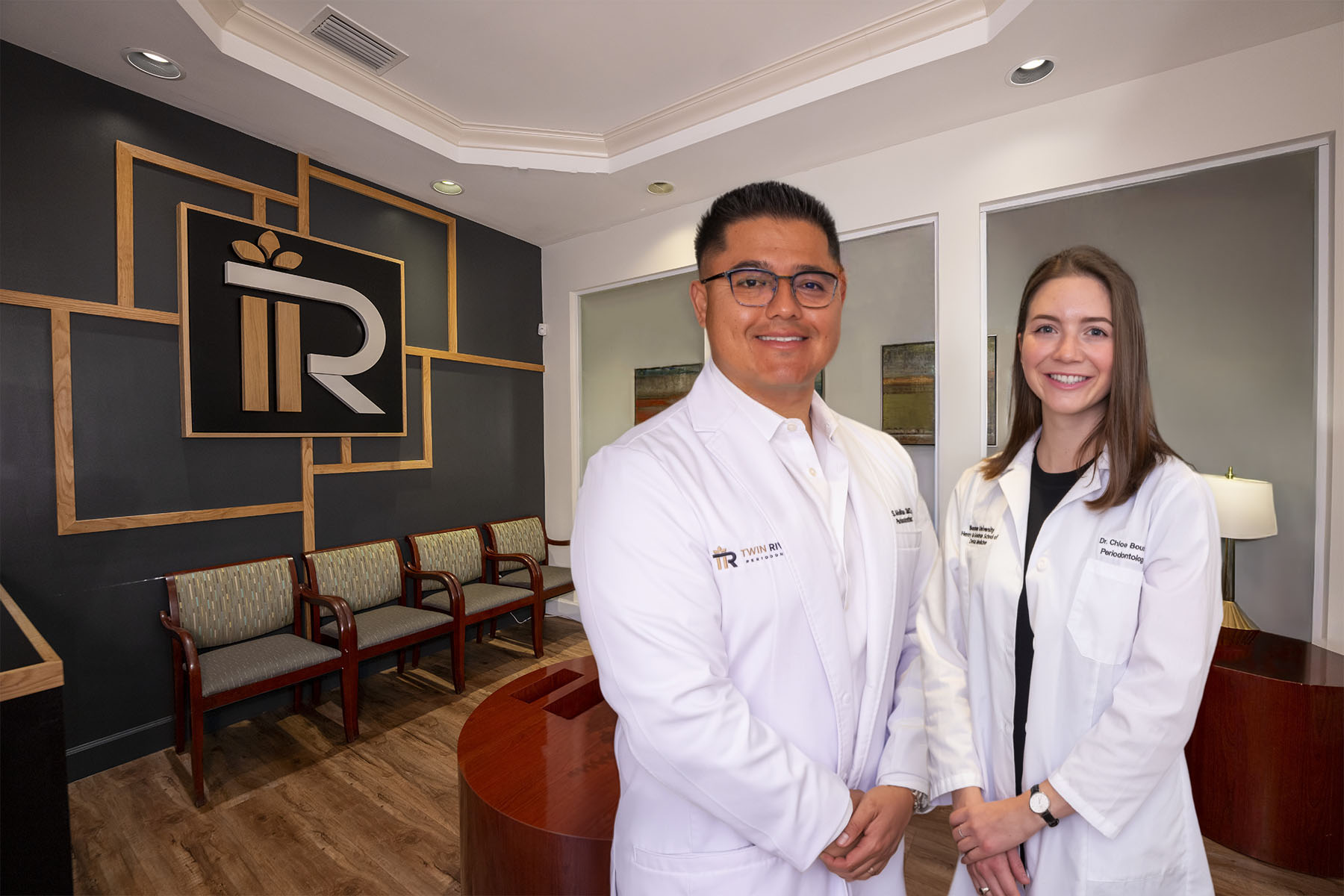Drs. Molina and Boucher in the dental office